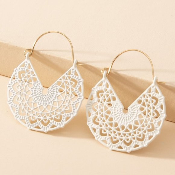 Jewelry - White Boho Mandala Earrings